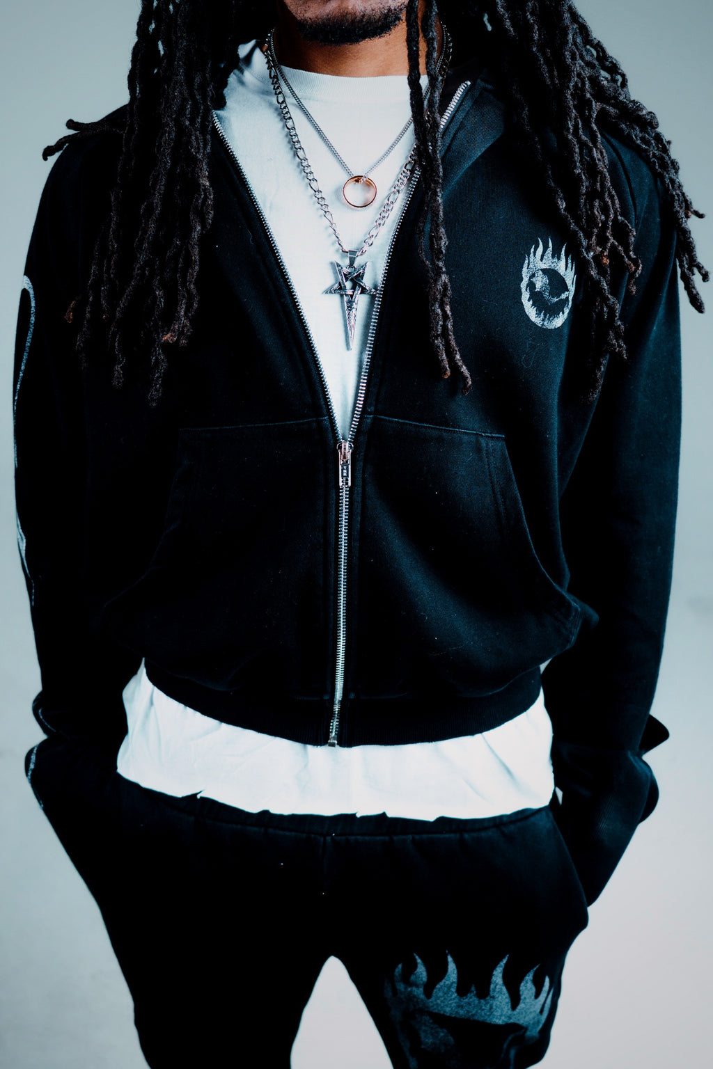 Black 'Murci' Zip-Up Hoodie