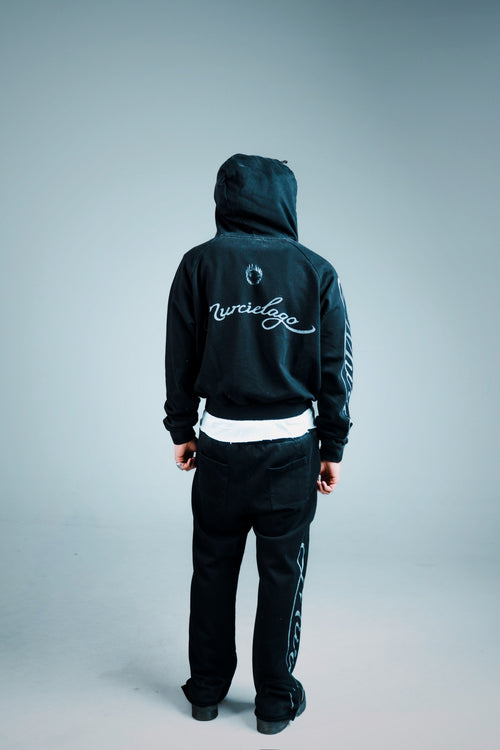 Black 'Murci' Zip-Up Hoodie