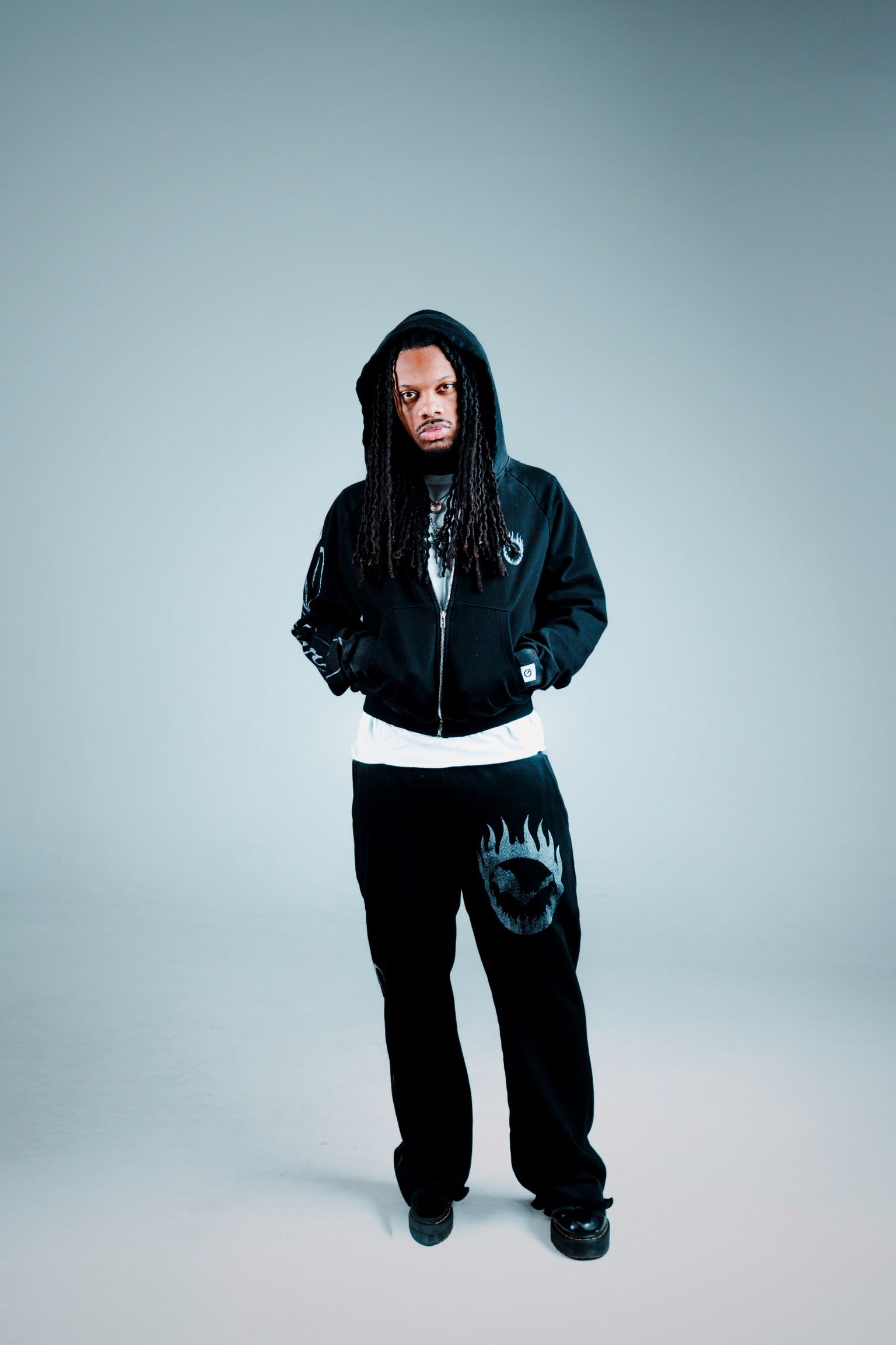 Black 'Murci' Zip-Up Hoodie