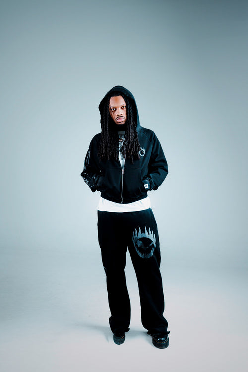 Black 'Murci' Zip-Up Hoodie